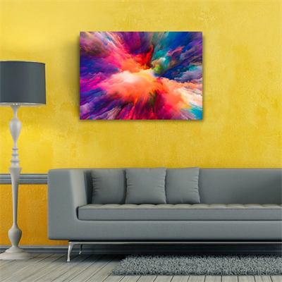 Mavi ve Kırmızı Tonlarda Soyut Çalışma Kanvas Tablo 50 x 70