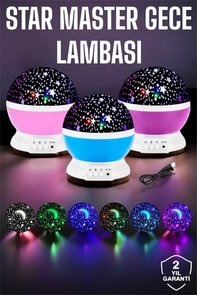 Mavi ve Mor Işıklı Projeksiyon Lambası