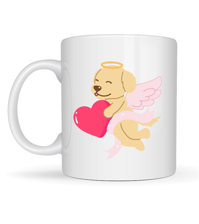 Melek Golden Retriever Köpek Tasarımlı Porselen Kupa MODEL 55 – Kalpli, Sevgiliye Özel, Sevimli Hediye Kupa