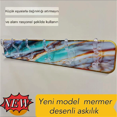 Mermer Desenli Yapışkanlı Askılık