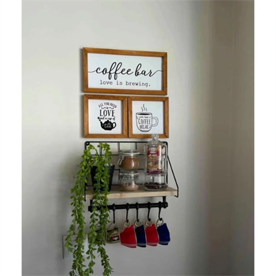 Metal Askılıklı Kahve Köşesi Rafı