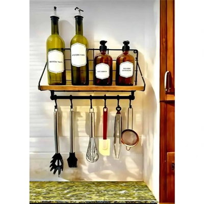 Metal Askılıklı Kahve Köşesi Rafı