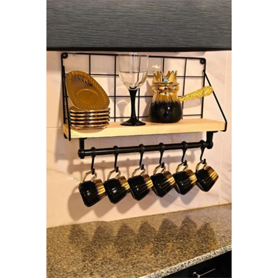 Metal Askılıklı Kahve Köşesi Rafı