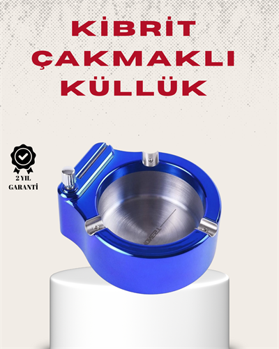 Metal Küllük ve Çakmak Seti Yuvarlak Modern Tasarım