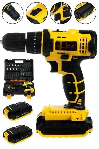 Metal Şanzıman Çift Akülü Bakır Sargı 24 Parça Led Aydınlatmalı Matkap Seti