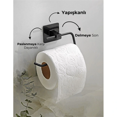 Metal Siyah Tuvalet Kağıtlığı