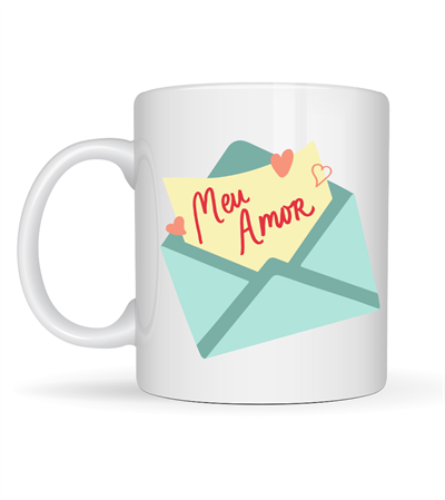 Meu Amor Tasarımlı Porselen Kupa Model 11 - Romantik Kalp Desenli Sevgili Kupası - Özel Tasarım Kahve & Çay Kupası