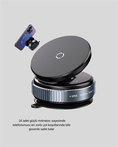 Mıknatıslı Araç Telefon Tutucu Vakum Teknolojili 360° Ayarlanabilir