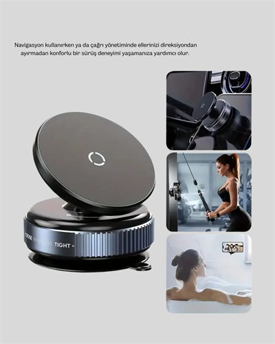 Mıknatıslı Araç Telefon Tutucu Vakum Teknolojili 360° Ayarlanabilir