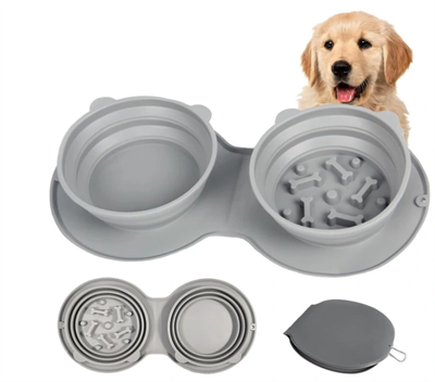 Mikopet Katlanabilir İkili Mama ve Su Kabı