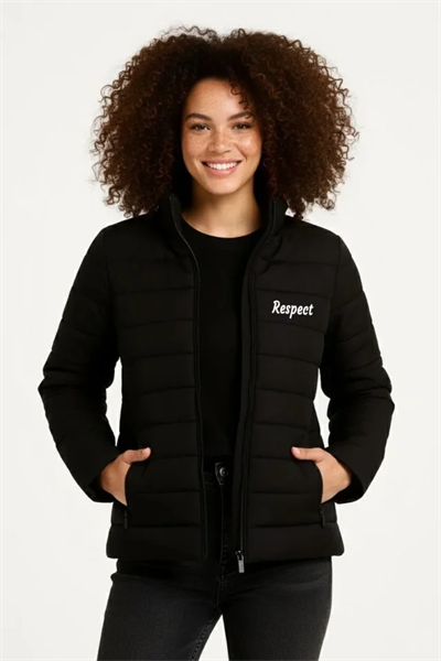 Mikro Su İtici Kapitone Baskılı Astarlı Fermuarlı Bomber Mont - Siyah