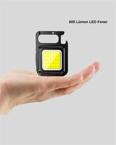 Mini 800 Lümen LED El Feneri – USB Şarjlı, 3 Kademeli Işık, Şişe Açacaklı Taşınabilir Tasarım