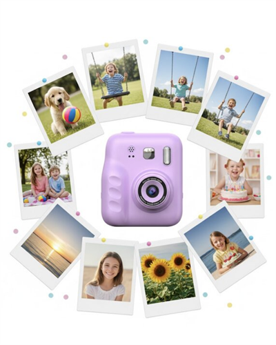 Mini Çocuk Kamerası Fotoğraf Video Çekim 4 Rulo Kağıt ve 5 Kalem Hediyeli