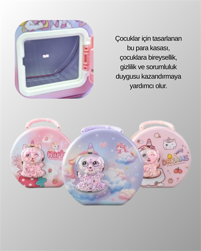 Mini Çocuk Para Kasası Güvenli Kilitli Birikim Kutusu