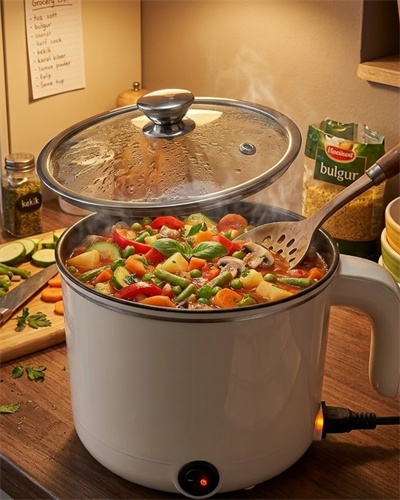 Mini Elektrikli Yemek Pişirici 1 Litre Buharlı Pişirme Tepsili Mutfak Tenceresi