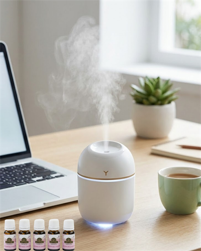 Mini Hava Nemlendirici USB Bağlantılı LED Işıklı 5 Esans Hediyeli Aromaterapi Difüzörü