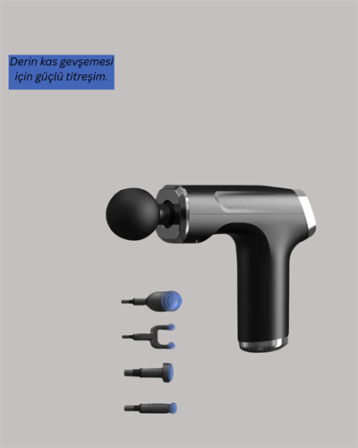 Mini Masaj Tabancası 4 Başlık 6 Hız Ayarlı