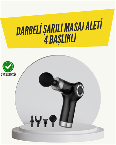 Mini Masaj Tabancası 4 Başlık 6 Hız Ayarlı