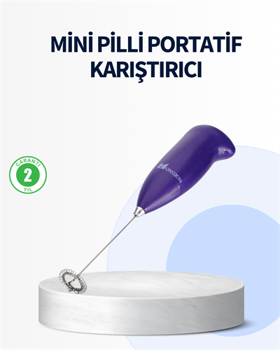 Mini Pilli Portatif Karıştırıcı – Cappuccino, Latte, Frappe ve Kahve Köpürtücü