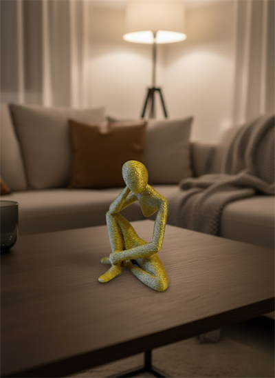 Minimal Sarı İnsan Figürü Biblo Ev ve Ofis Dekoru