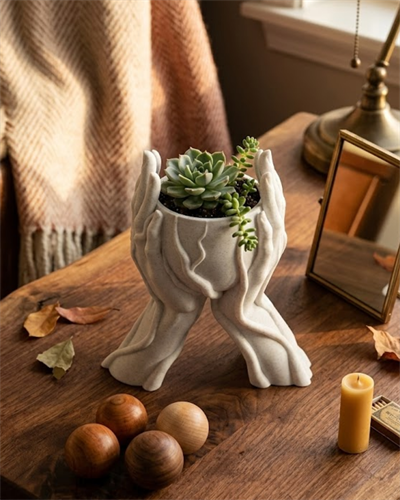 Minimalist El Tasarımlı Dekoratif 3D Saksı Vazo Modern Masa Dekoru