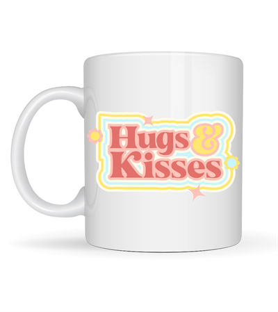 Model 30 – Hugs & Kisses Tasarımlı Porselen Kupa - Sevdiklerine Sıcacık Bir Mesaj