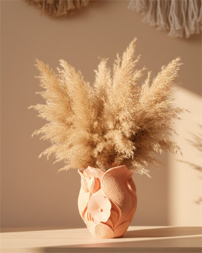 Modern 3D Turuncu Çiçek Vazo Masaüstü Salon Dekoru