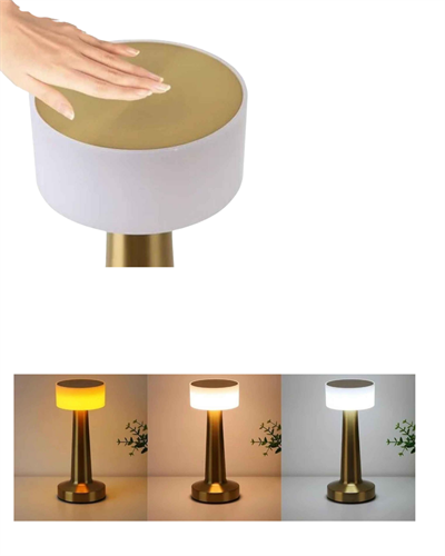 Modern Altın Gövdeli LED Masa Lambası 3 Işık Modlu