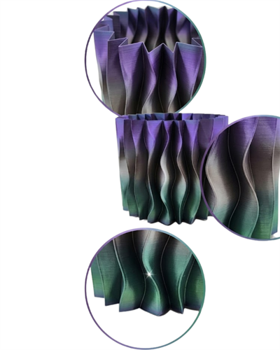 Modern Dalgalı Yüzey Tasarımlı Mor 3D Dekoratif Saksı Vazo