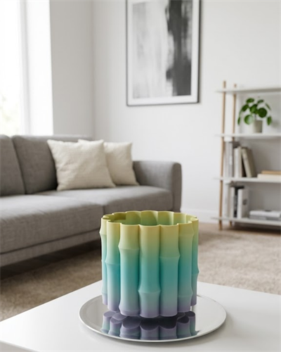 Modern Dekoratif Vazo Yeşil Geçişli Şık Tasarım Masa Üstü Kullanım