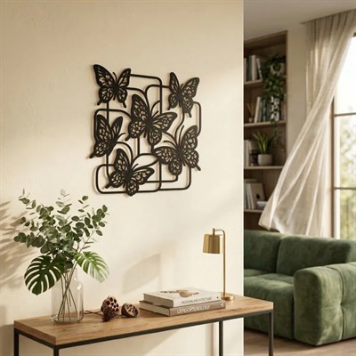 Modern Kelebek Duvar Tablosu MDF Lazer Kesim Çoklu Kelebek Figürlü Duvar Süsü Dekor