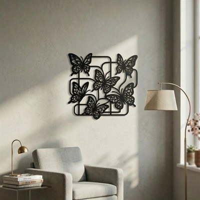 Modern Kelebek Duvar Tablosu MDF Lazer Kesim Çoklu Kelebek Figürlü Duvar Süsü Dekor