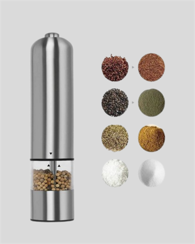 Modern Otomatik Baharat Öğütücü Seti – Pilli, Paslanmaz Çelik, LED Aydınlatmalı
