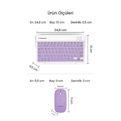 Mor Kablosuz Klavye Ve Mouse Seti