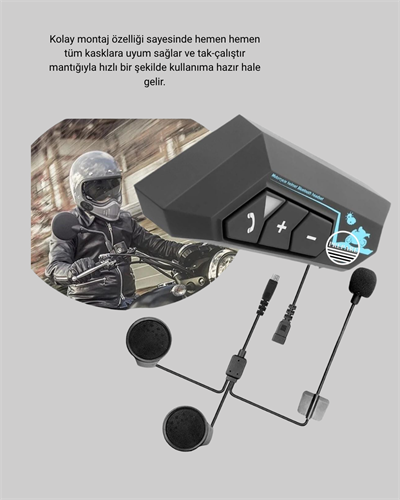 Motosiklet Kask Kulaklığı Bluetooth 5.0 Gürültü Önleme ve Hızlı Bağlantı