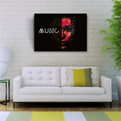 Music Afiş Siyah Kırmızı Tonlarda Kanvas Tablo 50 x 70