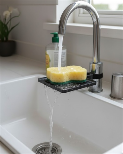 Musluğa Monte Sünger Organizeri Hijyenik Drenajlı Pratik Tasarım