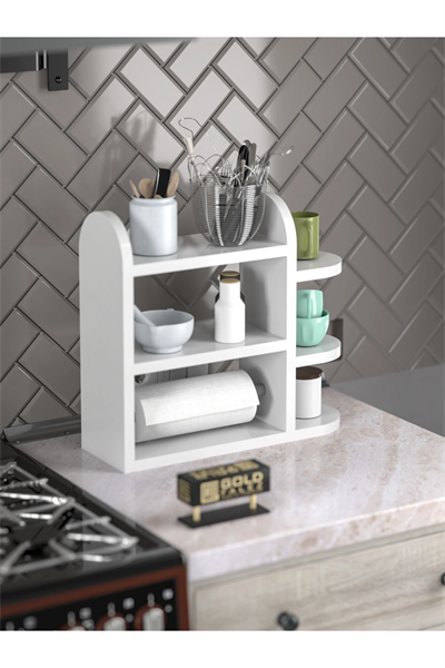 Mutfak Rafı Baharatlık Peçetelik Beyaz