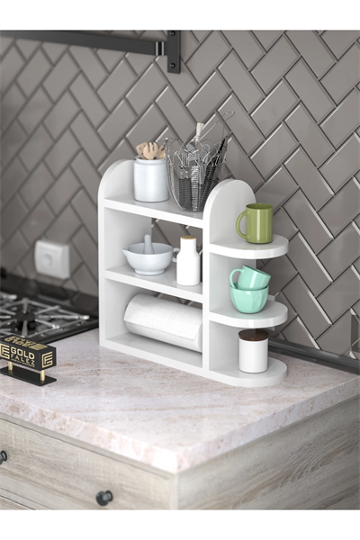 Mutfak Rafı Baharatlık Peçetelik Beyaz