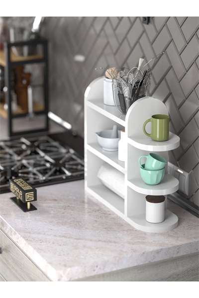 Mutfak Rafı Baharatlık Peçetelik Beyaz