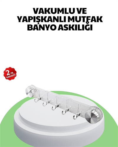 Mutfak ve Banyo Askılığı Vakumlu Yapışkanlı 5 Askı Bölmeli