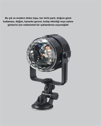 Müzik Ritmine Duyarlı Renkli Disko Topu – 7 Modlu Işıklı Parti Lambası