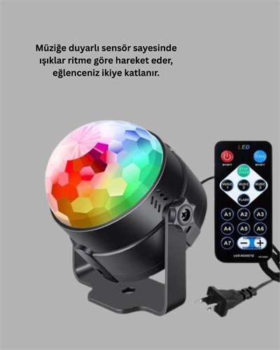 Müzik Sensörlü Renkli LED Parti Işığı