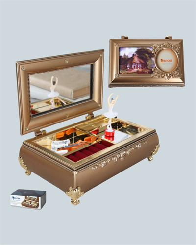 Müzikli Balerin Figürlü Takı Kutusu Piyano Desenli Dekoratif