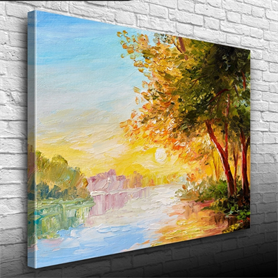 Nehirde Gün Doğumu Yağlıboya Kanvas Tablo 50 x 70