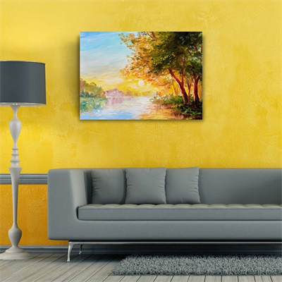 Nehirde Gün Doğumu Yağlıboya Kanvas Tablo 50 x 70