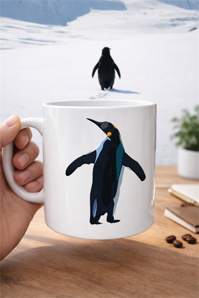 Nihilist Penguen Tasarımlı Porselen Kupa MODEL 159 – Sürüden Ayrılanlara Özel Minimalist Kahve Kupası – Özgün Tasarım Hediyelik Kupa