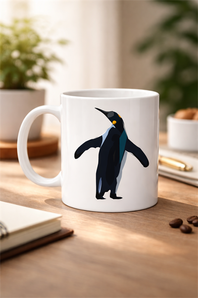 Nihilist Penguen Tasarımlı Porselen Kupa MODEL 159 – Sürüden Ayrılanlara Özel Minimalist Kahve Kupası – Özgün Tasarım Hediyelik Kupa