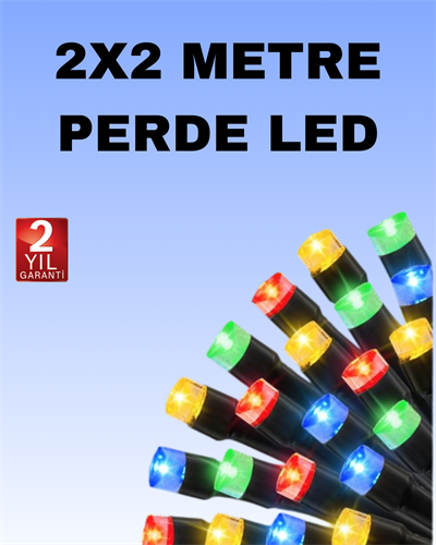 Noel ve Parti Dekorasyonu İçin 2x2 LED Perde Işık – 8 Fonksiyonlu