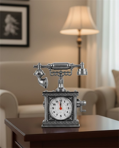 Nostaljik Telefon Tasarımlı Masa Saati Yüksek Sesli Alarm
